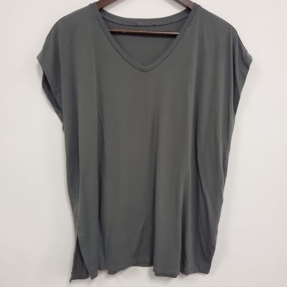 Eileen Fisher Womens Short Sleeve Tencel T Shirt Size XL Gray Neutral Minimalist - Picture 1 of 11
